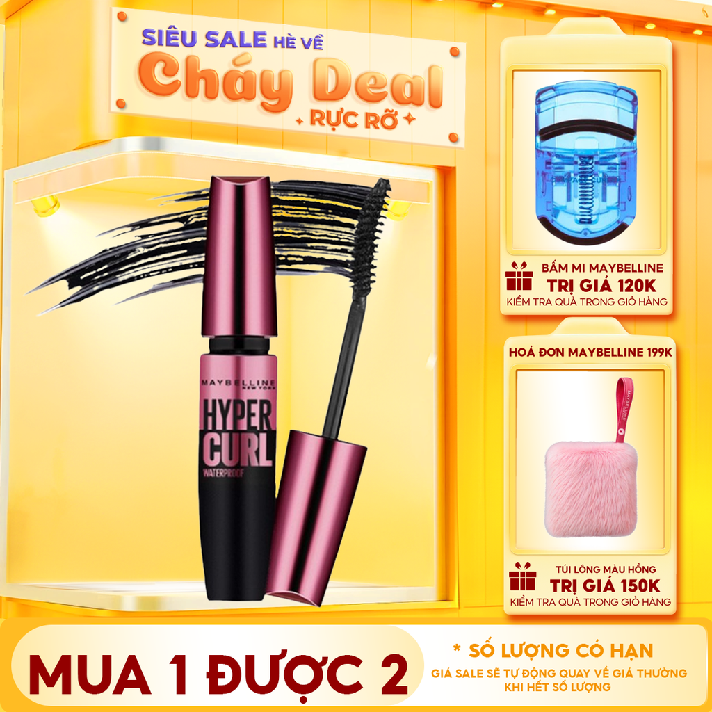 Mascara Làm Dài Và Cong Mi, Không Lem Không Trôi Maybelline The Hyper Curl Mascara 9.2ml