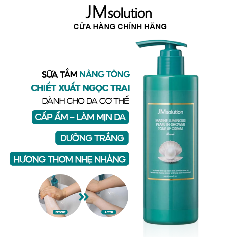 [300ml] Sữa Tắm Dưỡng Trắng, Nâng Tông Da Jmsolution Marine Luminous Pearl In-Shower Tone Up Cream