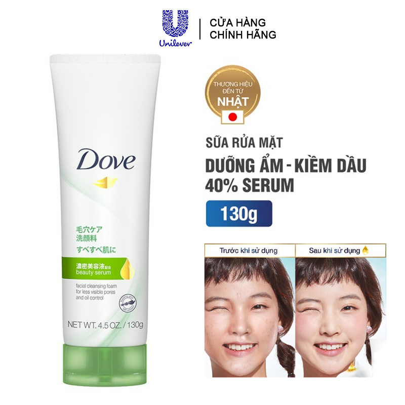 [Tuýp 130g] Sữa Rửa Mặt Tinh Chất Dove Kiềm Dầu Và Thu Nhỏ Lỗ Chân Lông Beauty Serum Facial Cleansing Foam For Less Visible Pores And Oil Control