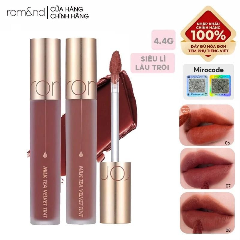 Son Kem Lì Hàn Quốc Mịn Mượt Như Nhung Romand Milk Tea Velvet Tint Ver 2 4.4g