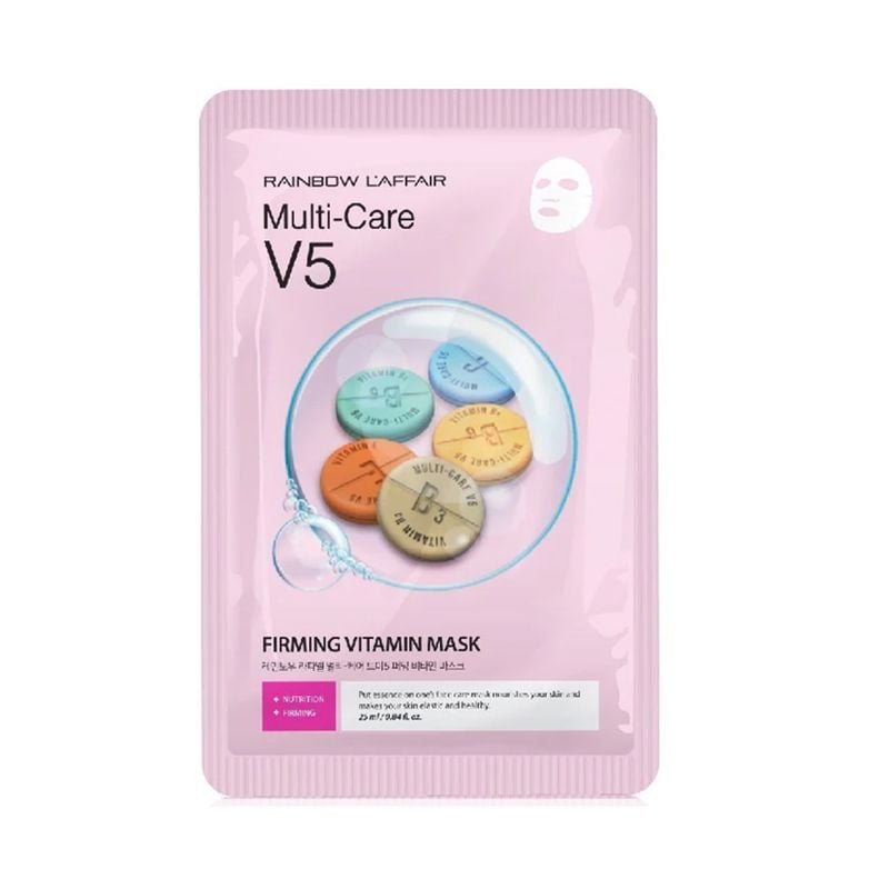 Mặt Nạ Cấp Ẩm, Làm Sáng Da, Ngăn Ngừa Lõa Hóa Da Rainbow L'affair Multi Care V5 Vitamin Mask - WHITENING