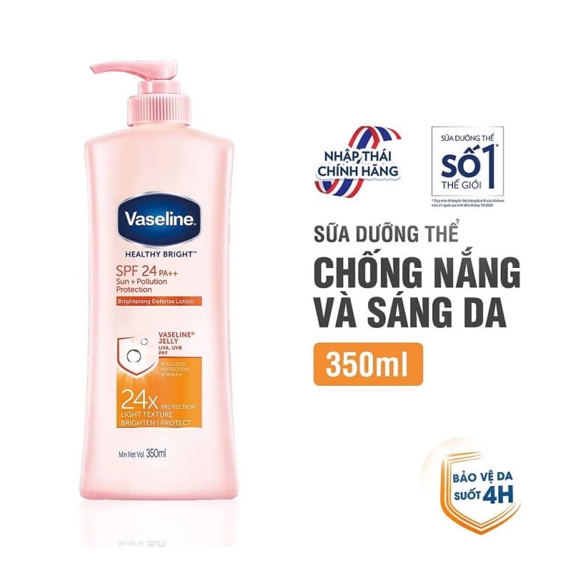 Sữa Dưỡng Thể Body Dưỡng Sáng Da, Dưỡng Ẩm Toàn Thân Vaseline Healthy White