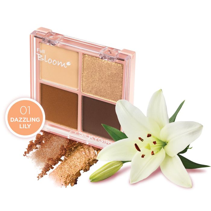 Bảng Phấn Mắt 4 Ô Màu Nhũ Lấp Lánh SilkyGirl Full Bloom Shadow Quad 6.4g