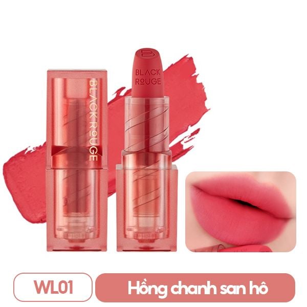 Son Thỏi Lì, Mịn Mượt Môi, Lên Màu Chuẩn Black Rouge Wearable Velvet Lipstick 4.4g