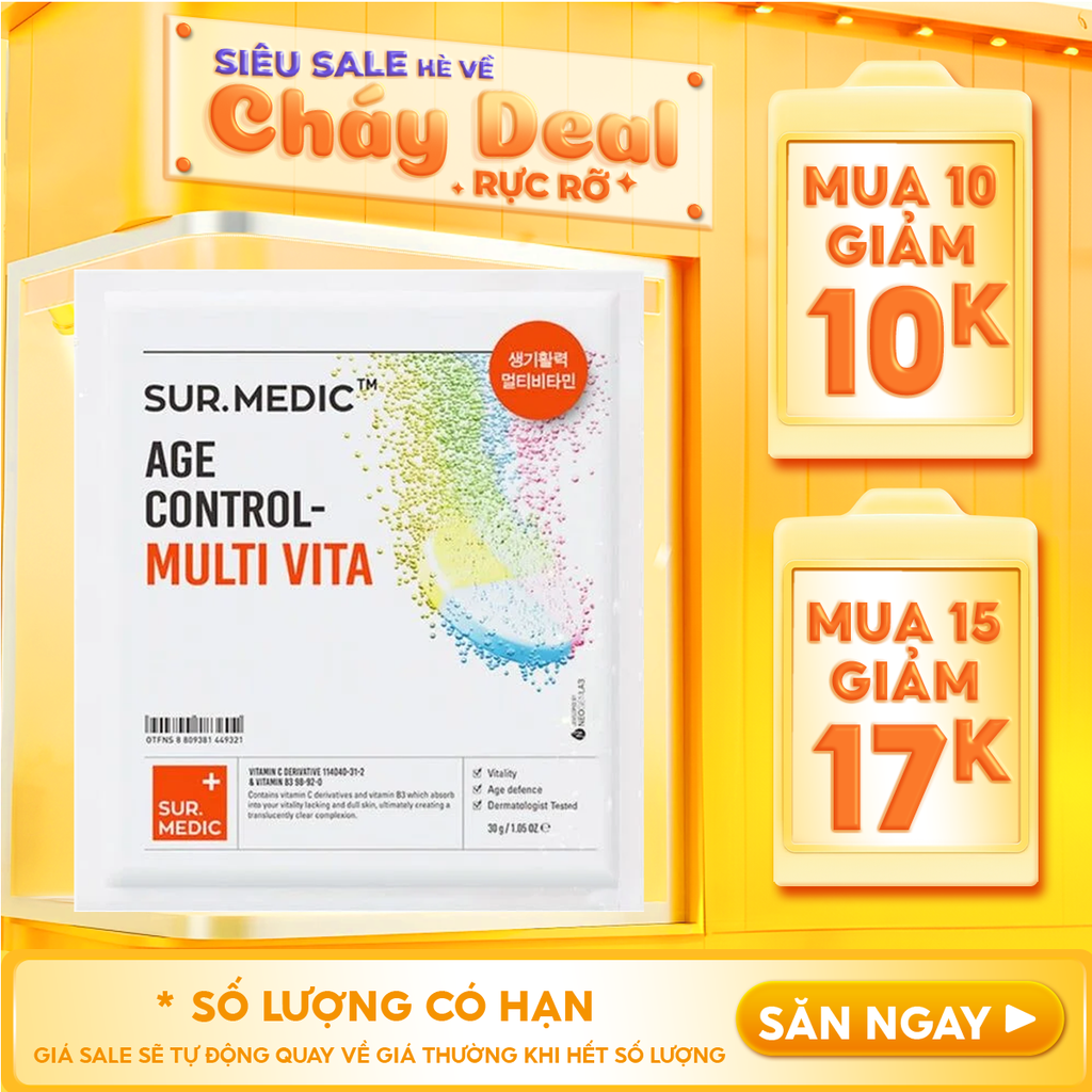 Mặt Nạ Cung Cấp Multi Vitamin, Hỗ Trợ Dưỡng Sáng Da Sur.Medic+ Age Control-Multi Vita Mask 30g