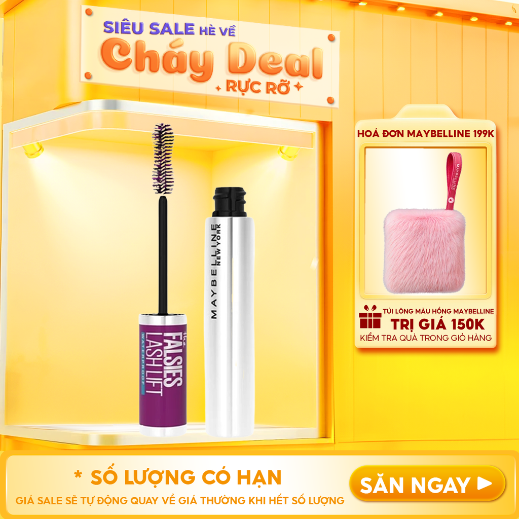 Mascara Maybelline Uốn Mi, Làm Dài Và Dày Mi The Falsies Lash Lift Waterproof - Very Black 8.6ml