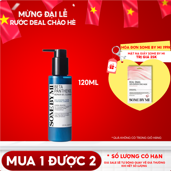 Sữa Rửa Mặt Tạo Bọt, Làm Dịu Da Some By Mi Beta Panthenol Repair Gel Cleanser 120ml