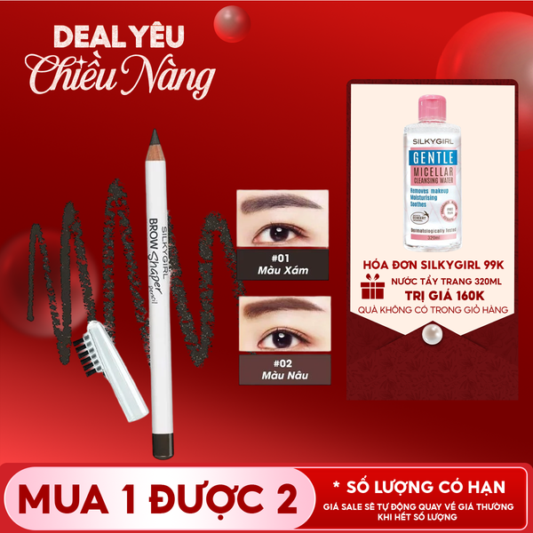 Chì Kẻ Mày Kèm Chổi Tiện Dụng, Dễ Vẽ Silkygirl Brow Shaper Pencil 1.14g