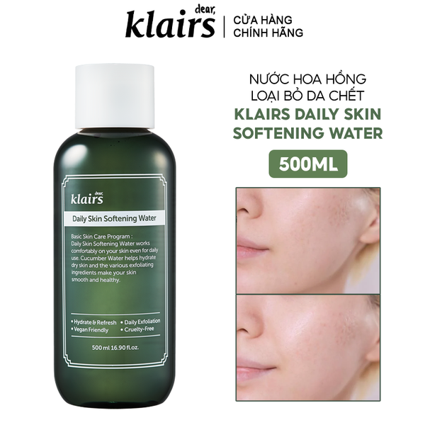 Nước Hoa Hồng Loại Bỏ Da Chết Klairs Daily Skin Softening Water 500ml
