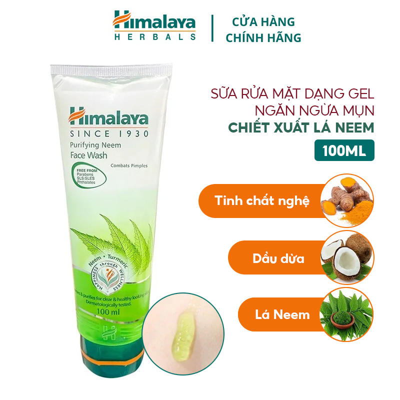 [100ml] Sữa Rửa Mặt Himalaya Dạng Gel Ngăn Ngừa Mụn Chiết Xuất lá Neem Purifying Neem Face Wash
