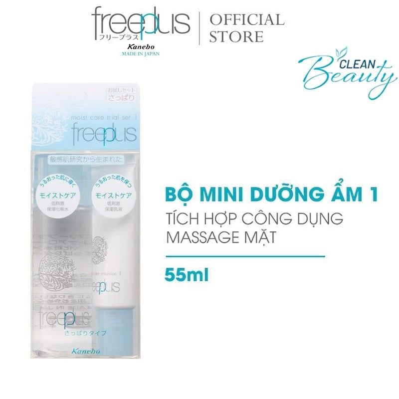 [2 Items] Bộ Dưỡng Ẩm Dịu Nhẹ Freeplus Moist Care Trial Set 1 (Lotion 40ml + Emulsion 15ml)