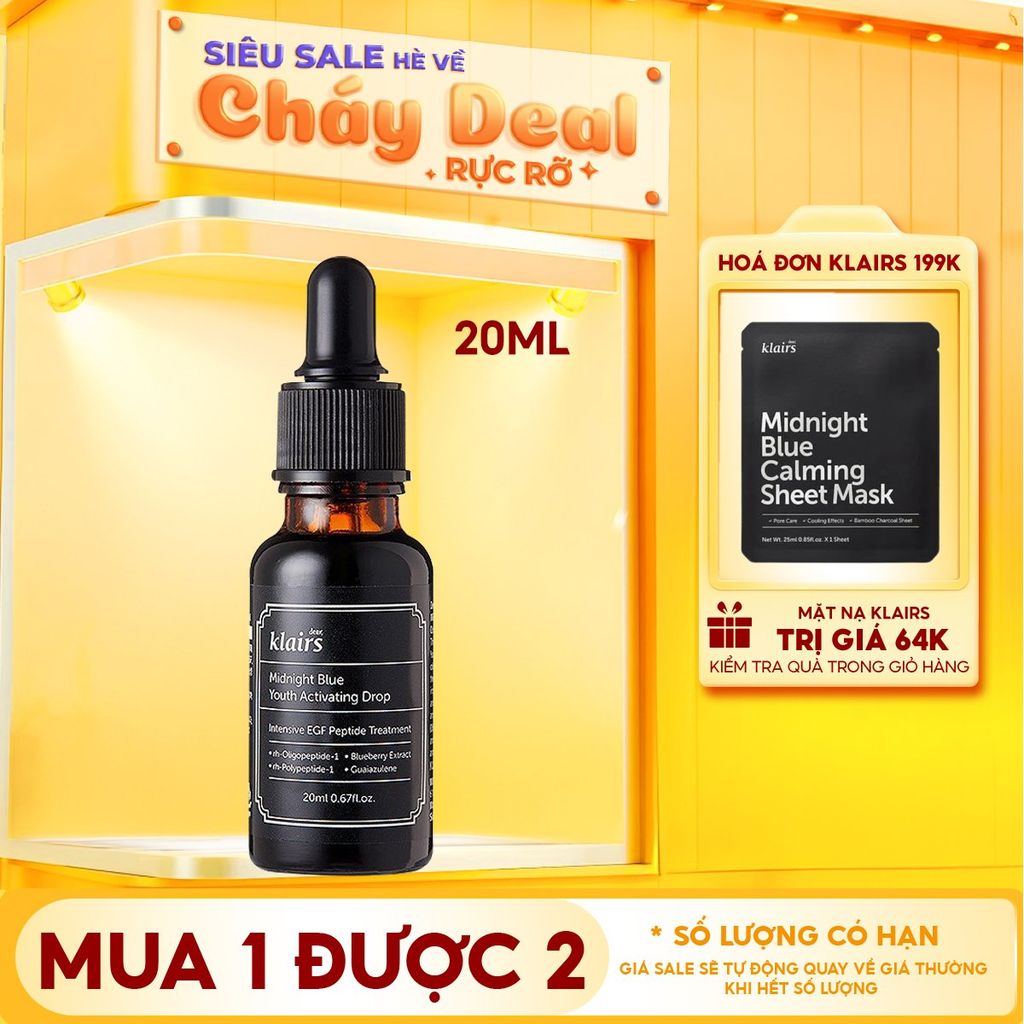Serum Klairs Làm Dịu, Phục Hồi Da Klairs Midnight Blue Youth Activating Drop 20ml