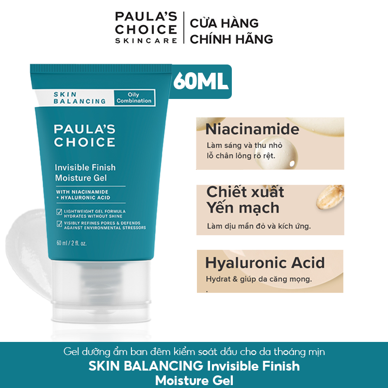 Gel Dưỡng Ẩm Ban Đêm Duy Trì Làn Da Mềm Mịn Paula's Choice Skin Balancing Invisible Finish Moisture Gel 60ml