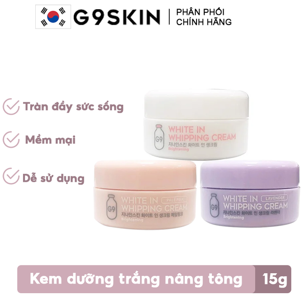  [Mini 15g] Kem Dưỡng G9Skin Nâng Tông White In Whipping Cream - PALE PINK 