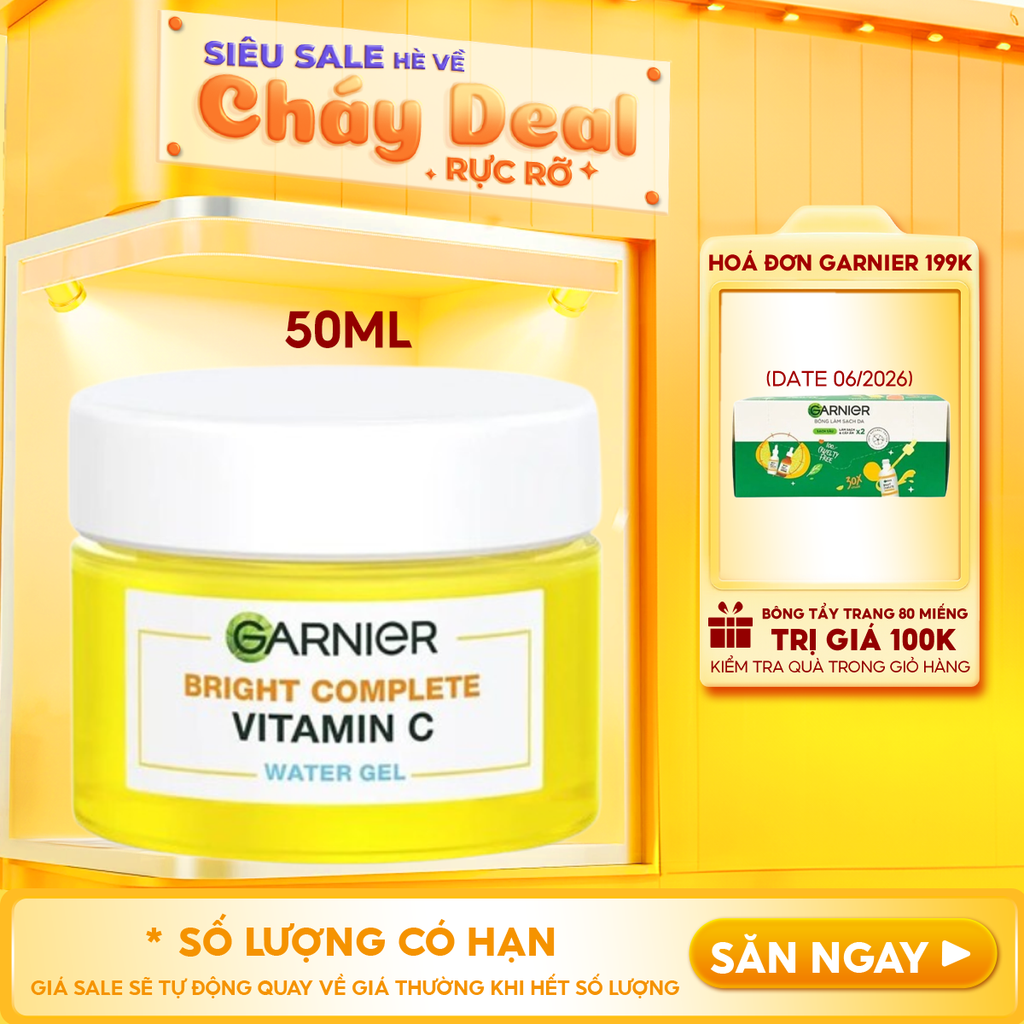 Gel Dưỡng Ẩm Garnier Hỗ Trợ Sáng Da Bright Complete Vitamin C Water-gel 50ml