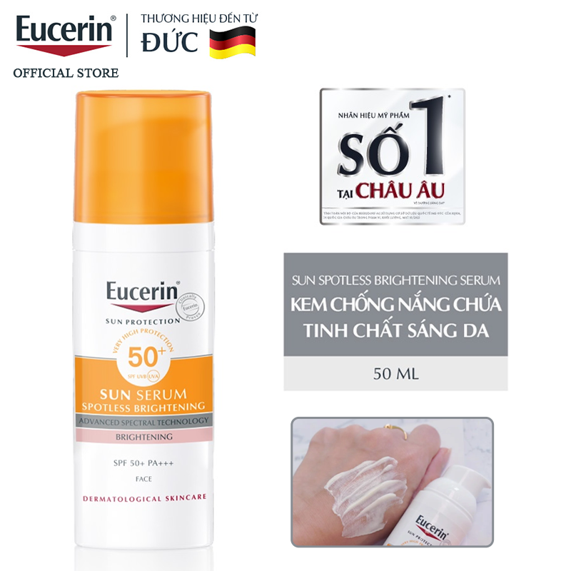Serum Chống Nắng Eucerin Dưỡng Trắng Da Sun Spotless Brightening Serum SPF 50+/PA+++ 50ml