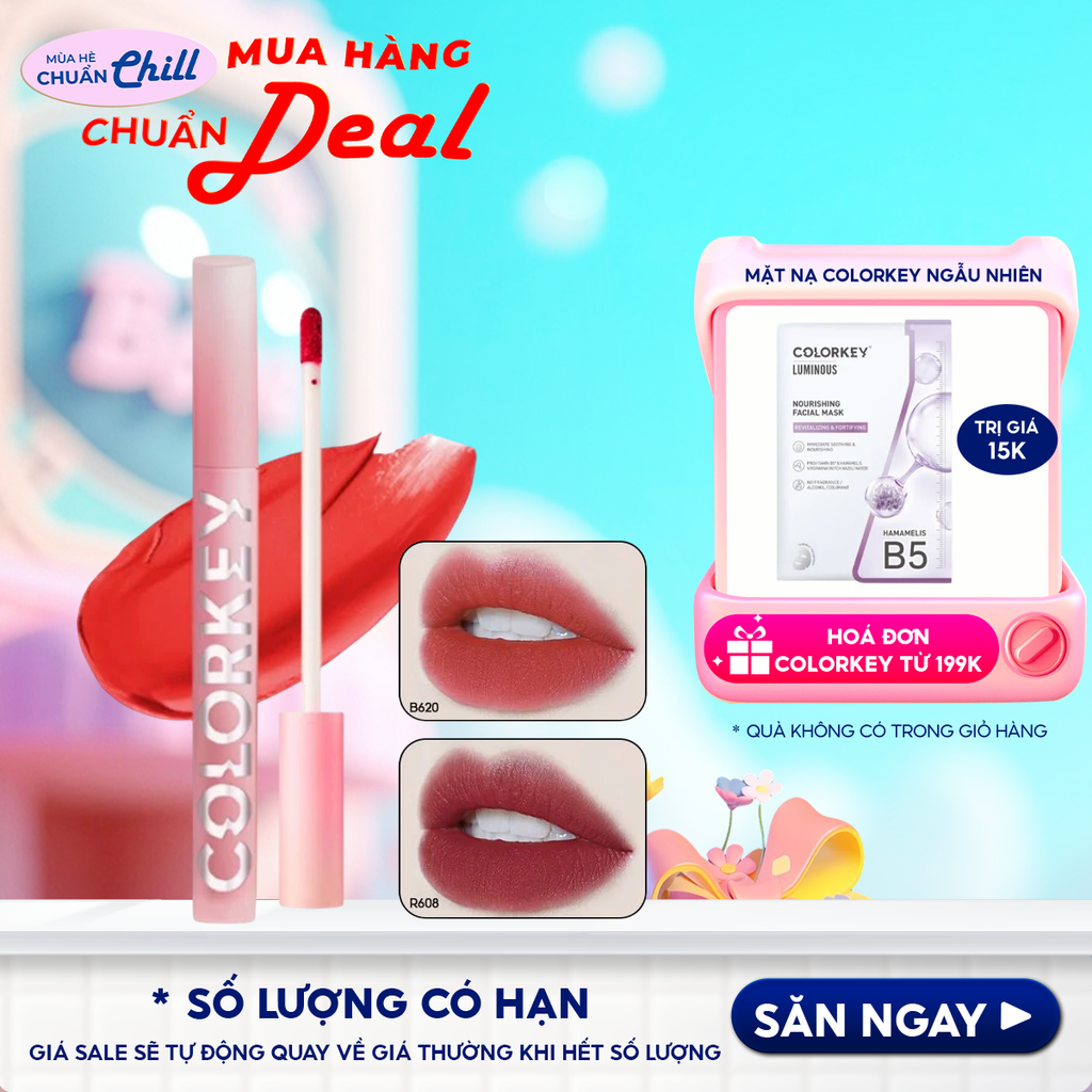 Son Kem Lì Mịn Mượt Lâu Trôi Colorkey Airy Velvet Lip Lacquer 1.7g