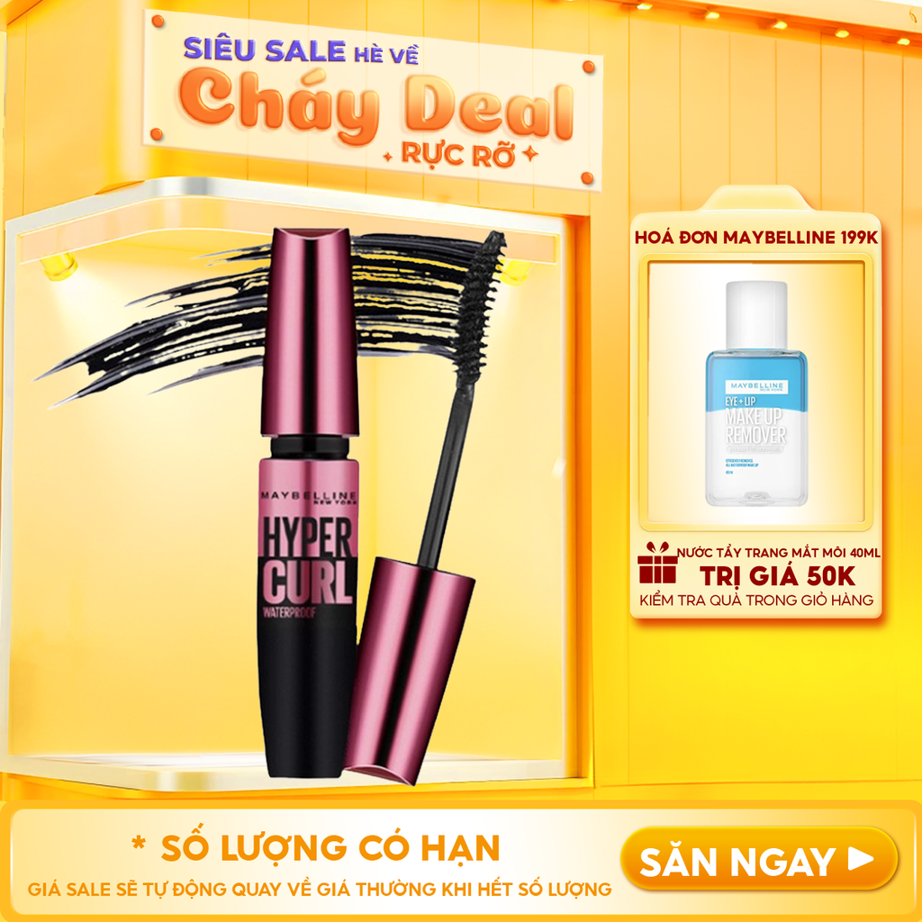 Mascara Làm Dài Và Cong Mi, Không Lem Không Trôi Maybelline The Hyper Curl Mascara 9.2ml