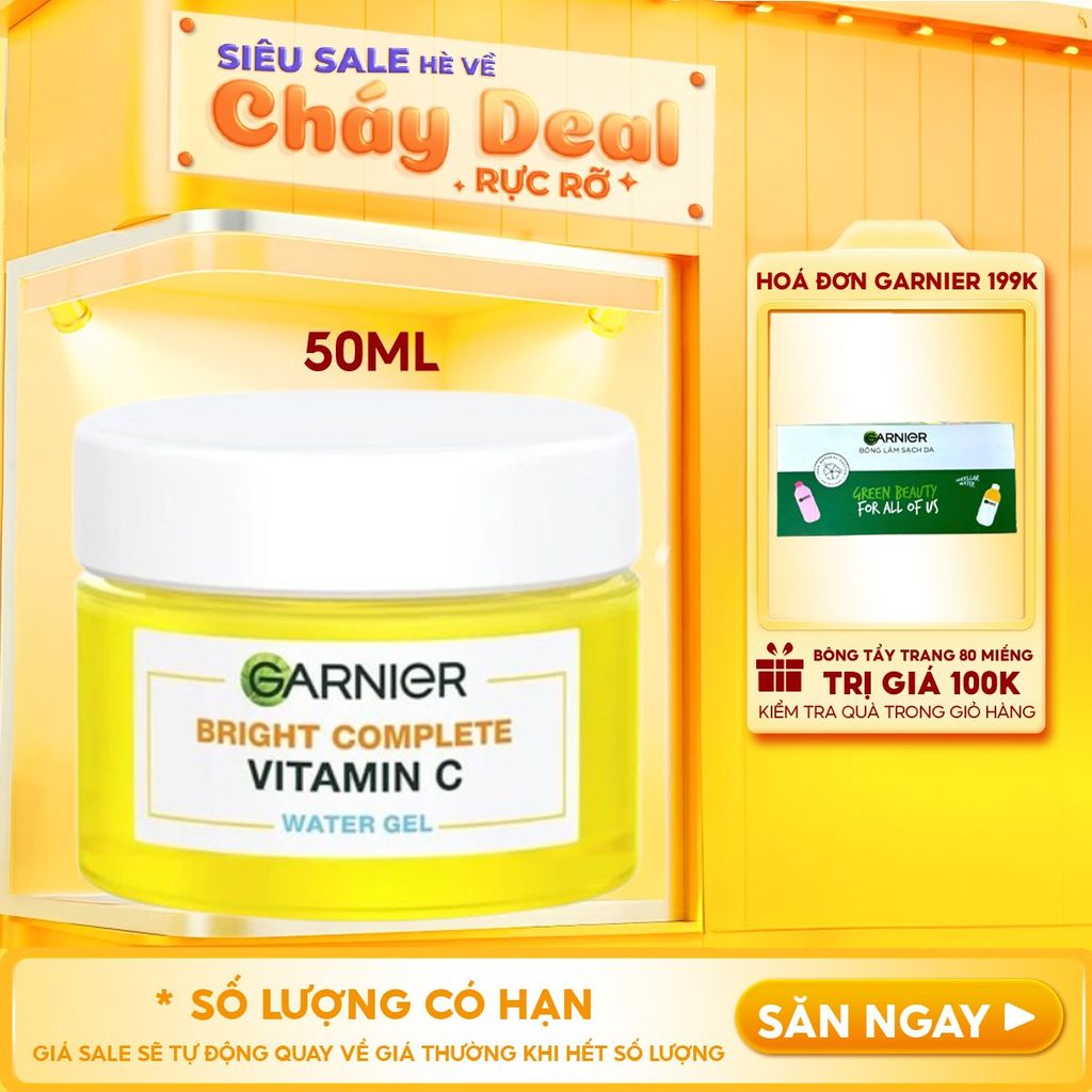 Gel Dưỡng Ẩm Garnier Hỗ Trợ Sáng Da Bright Complete Vitamin C Water-gel 50ml