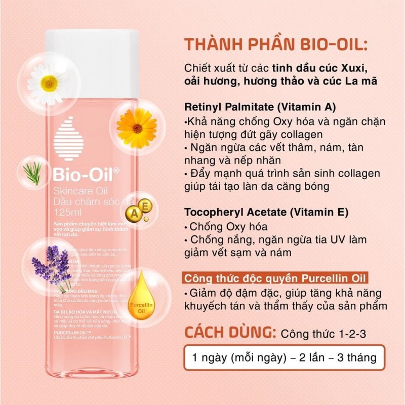 Dầu Dưỡng Body Bio-Oil Giúp Mờ Sẹo, Giảm Rạn Da, Làm Đều Màu Da Skincare Oil