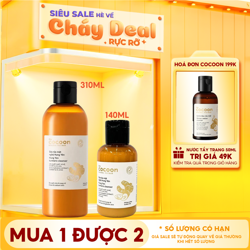 Sữa Rửa Mặt Cocoon Làm Sạch Sâu Chiết Xuất Nước Nghệ Hưng Yên Turmeric Cleanser