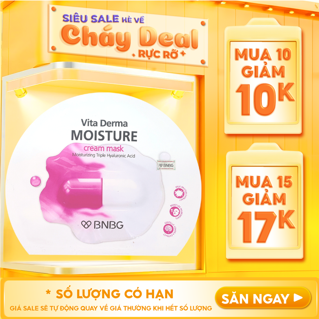 Mặt Nạ Kem BNBG Dưỡng Da Ẩm Mịn, Giúp Da Trắng Hồng Vita Derma Moisture Cream Mask 30ml
