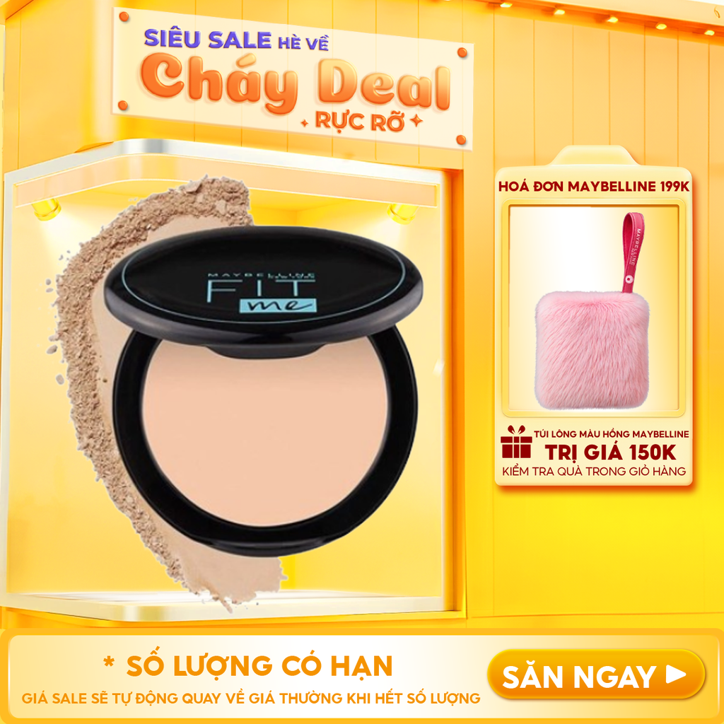 Phấn Phủ Maybelline Dạng Nén Che Phủ Hoàn Hảo, Kiềm Dầu Hiệu Quả Fit Me Matte Poreless Powder SPF32 /PA+++ 6g - Hộp Tròn
