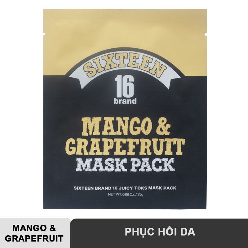 Mặt Nạ Miếng Cải Thiện Và Phục Hồi Da 16Brand Toks Mask Pack #MANGO & GRAPEFRUIT