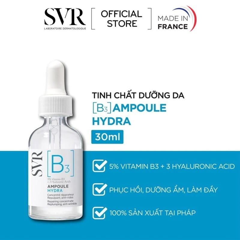 Serum SVR Tinh Chất Dưỡng Ngăn Ngừa Nếp Nhăn, Phục Hồi Da Và Dưỡng Ẩm SVR B3 Ampoule Hydra