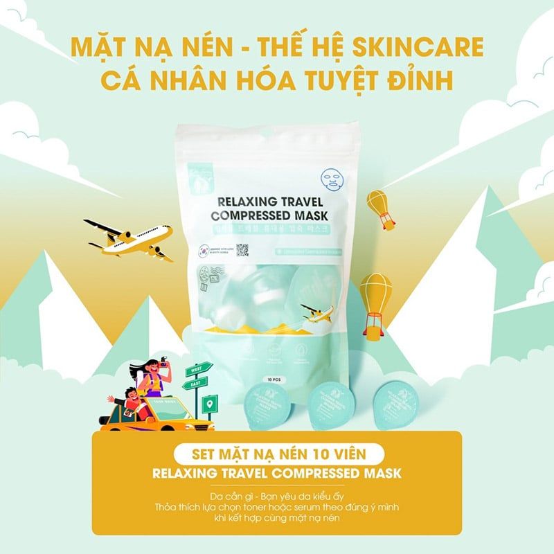 Set Khăn Nén Dr.Sera Set Mặt Nạ Nén Mềm Mịn Relaxing Travel Compressed