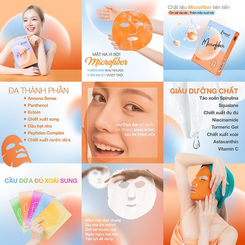 Mặt Nạ Vi Sợi Microfiber Emmié by HappySkin Microfiber Mask 28g