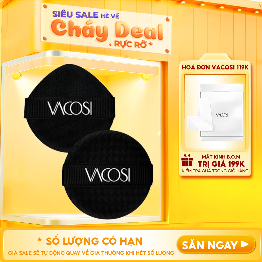 Mút Tán Kem Nền, Phấn Nước Vacosi Bông Cushion Đen - PU06