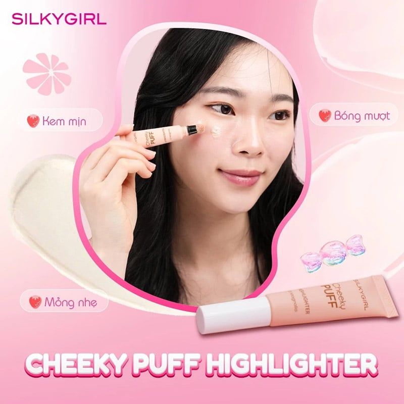 Bắt Sáng Dạng Kem Silkygirl Cheeky Puff Highlighter #01 Magnolia 6ml