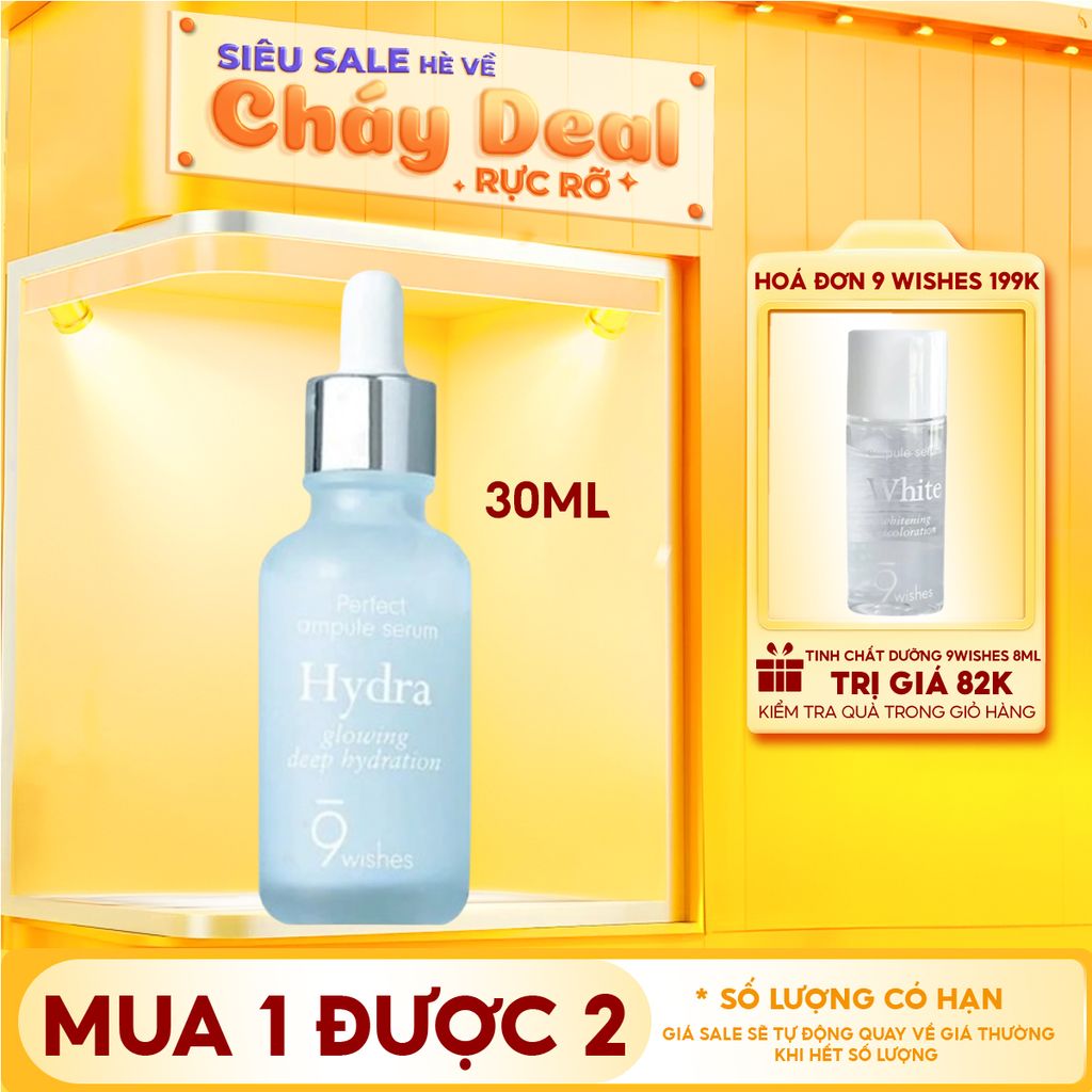 Serum 9 Wishes Dưỡng Ẩm, Cấp Nước, Căng Mịn Da 9 Wishes Hydra Glowing Deep Hydration Ampule Serum