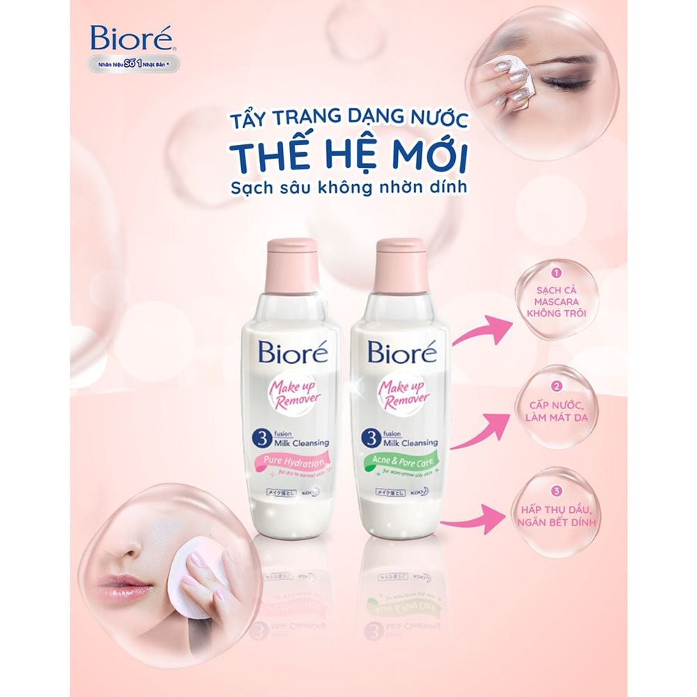 Sữa Tẩy Trang 3 Lớp Giúp Làm Sạch Sâu Bioré Make Up Remover Milk Cleansing 300ml