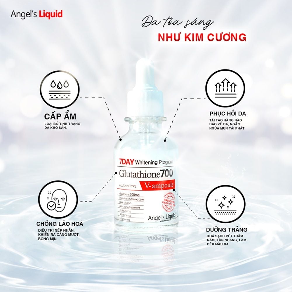 Serum Angel's Liquid Huyết Thanh Hỗ Trợ Dưỡng Trắng Da, Làm Mờ Thâm Nám Angel's Liquid Glutathione 700 V-Ampoule 30ml