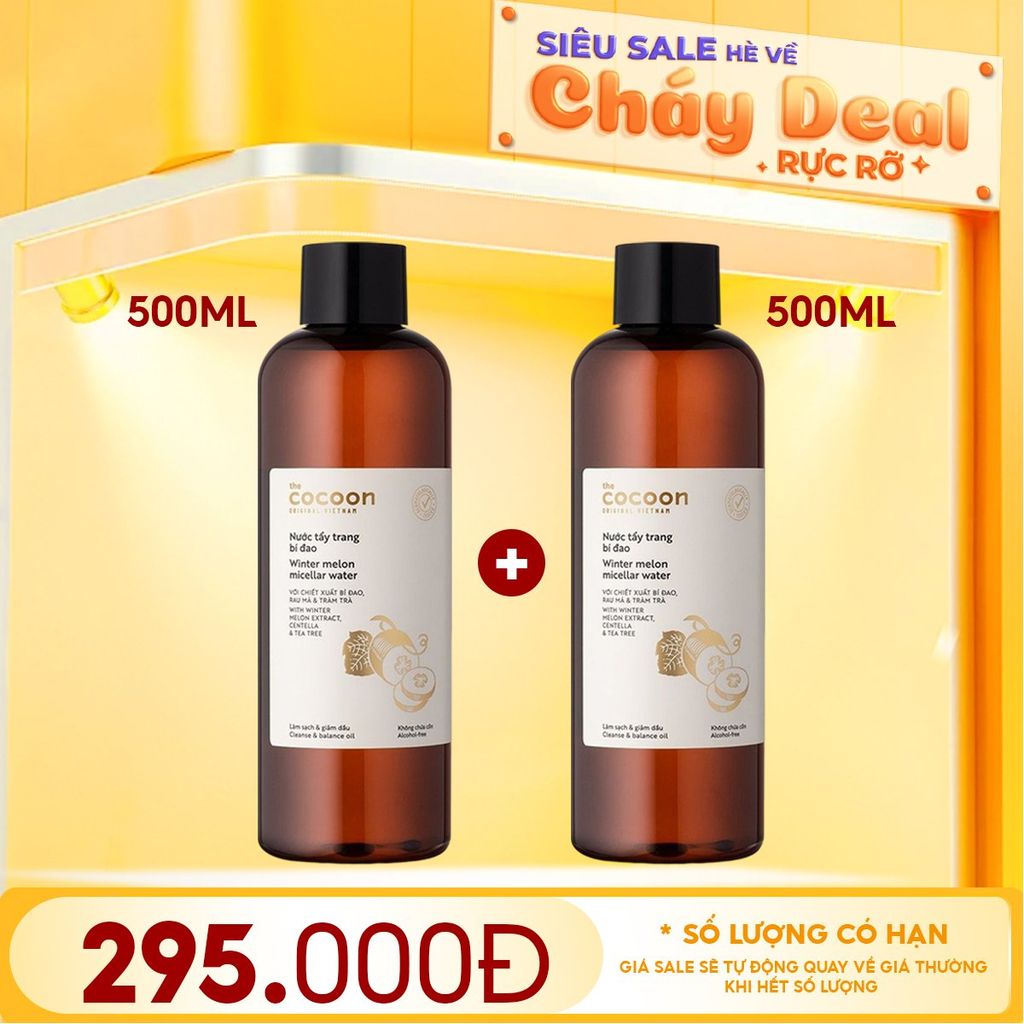Nước Tẩy Trang Cocoon Bí Đao Thuần Chay Làm Sạch Dịu Nhẹ Winter Melon Micellar Water