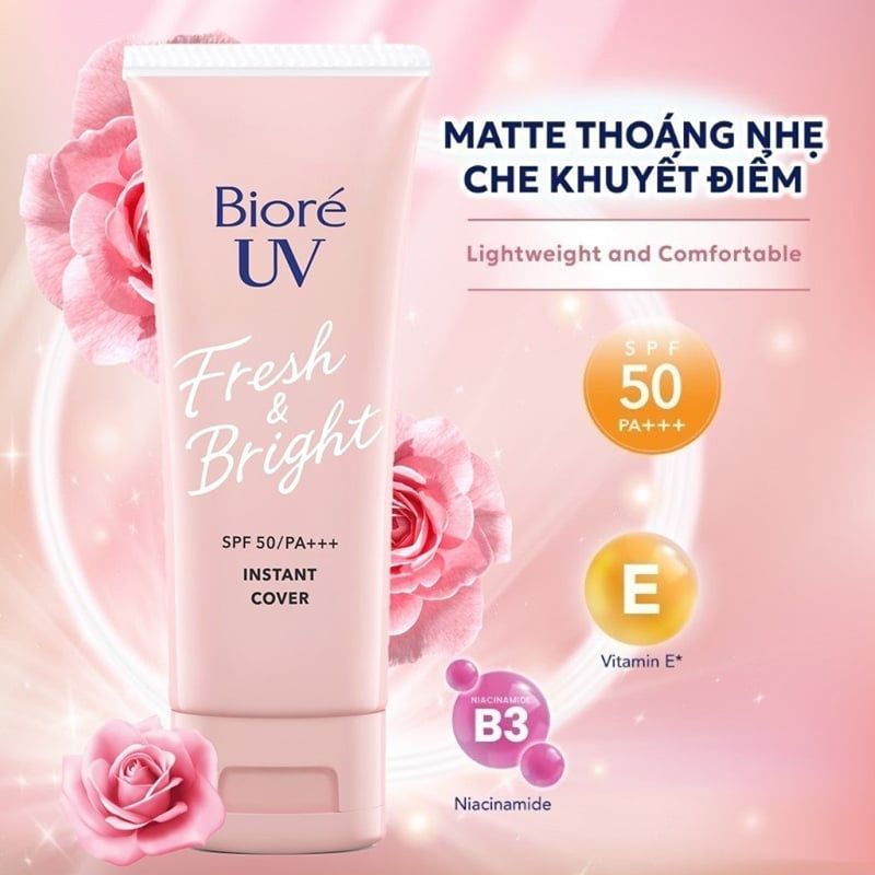 Kem Chống Nắng Bioré Sáng Da Rạng Rỡ, Kiềm Dầu, Che Phủ Tức Thì UV Fresh & Bright SPF50/ PA+++ 30g