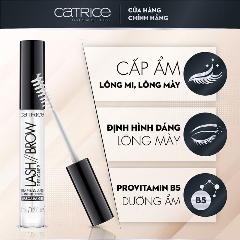 Mascara Định Hình Lông Mày, Dưỡng Mi Catrice Lash&Brow Designer Shaping & Conditioning Mascara Gel 6ml