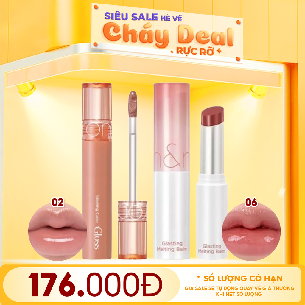 Combo Romand: Son Bóng Romand Glasting Color Gloss + Son Dưỡng Romand Glasting Melting Balm #06 Kaya Fig