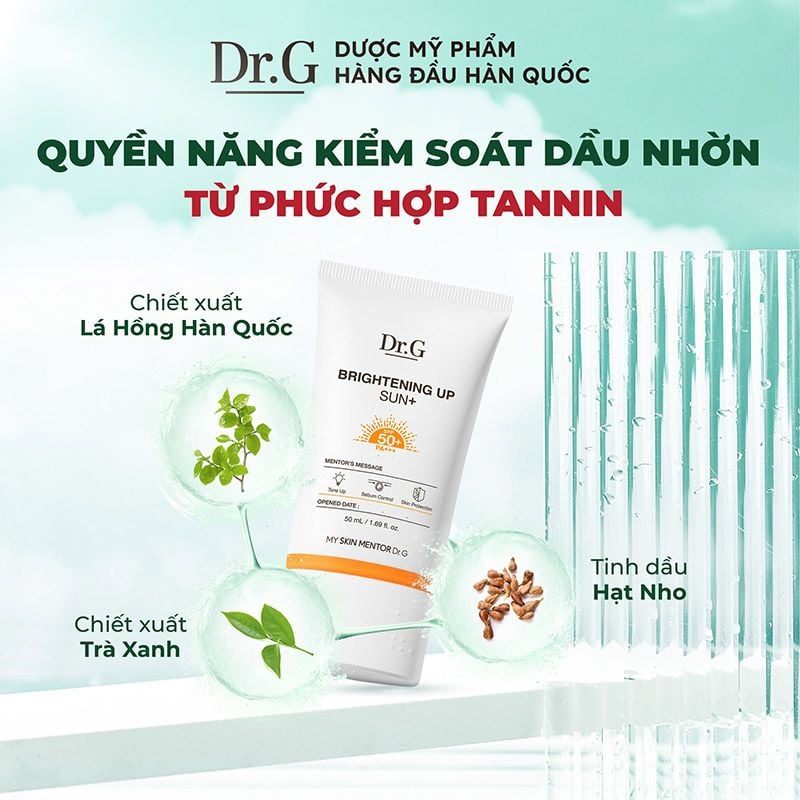 Kem Chống Nắng Dr.G Dưỡng Sáng Da, Nâng Tông Tự Nhiên, Kiểm Soát Dầu Brightening Up Sun+ SPF50+ PA+++