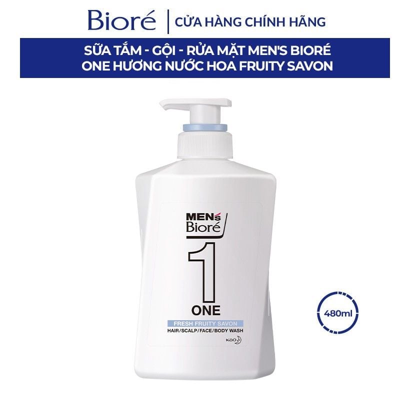 [480ml] Sữa Tắm, Gội, Rửa Mặt Cho Nam Hương Thảo Mộc Bioré Men's One - HERBAL GREEN