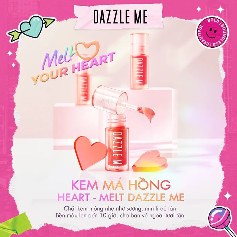 Má Hồng Kem DAZZLE ME Heart Melt Creamy Liquid Blush