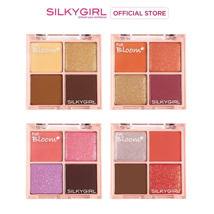 Bảng Phấn Mắt 4 Ô Màu Nhũ Lấp Lánh SilkyGirl Full Bloom Shadow Quad 6.4g