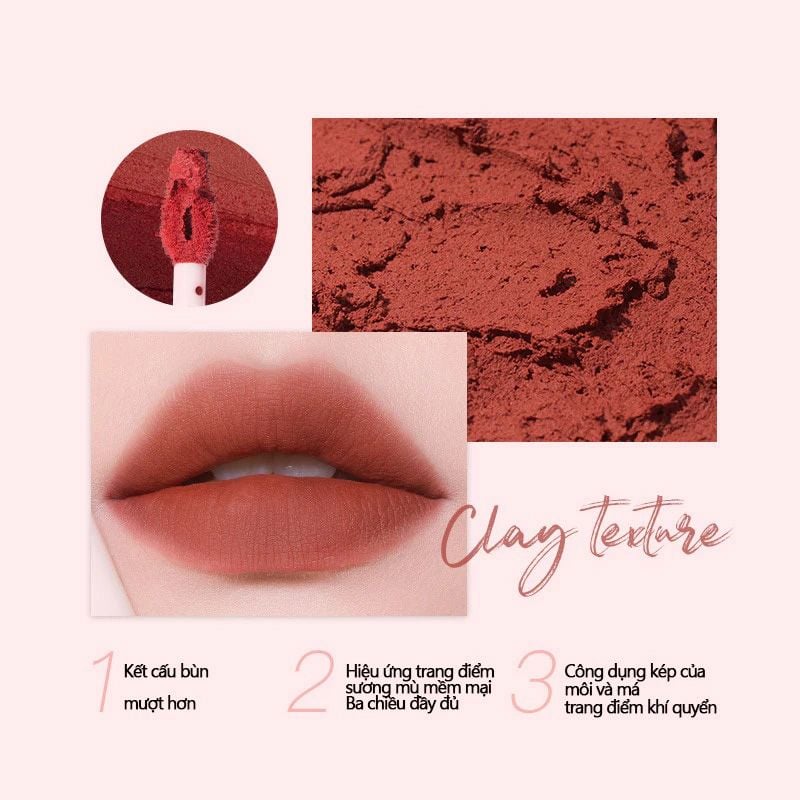 Son Kem Bùn & Má Hồng Mịn Môi Lâu Trôi Into You Shero Super Matte Lip & Cheek Mud 2g