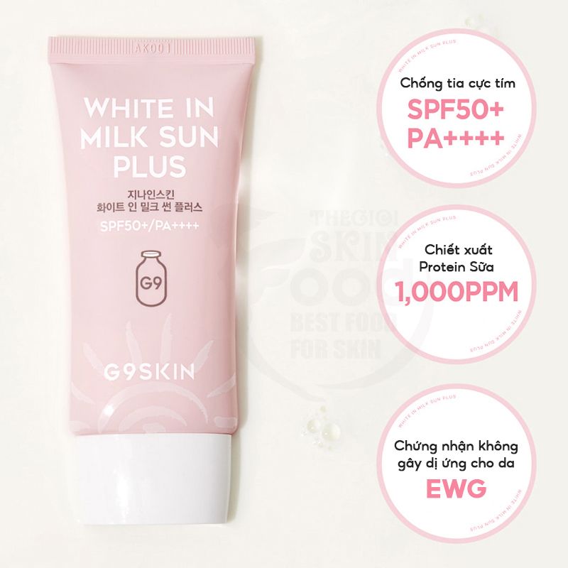 Kem Chống Nắng, Dưỡng Trắng Da G9Skin White In Milk Sun Plus SPF50+ PA++++ 40ml