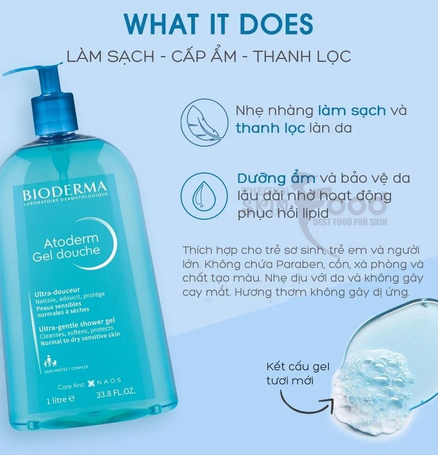 Gel Rửa Mặt & Tắm Gội Bioderma Dịu Nhẹ Cho Da Thường, Da Khô, Nhạy Cảm Atoderm Gel Douche 8ml