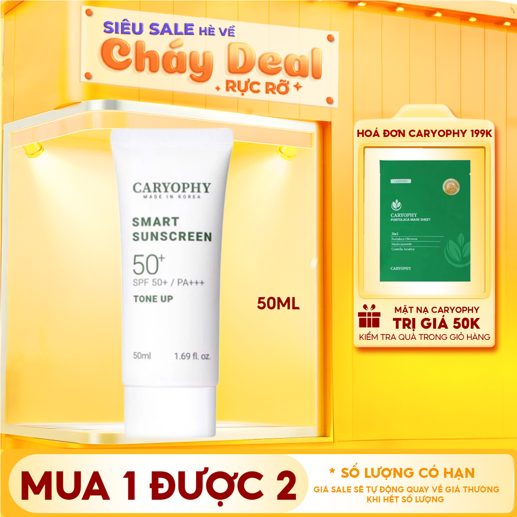 Kem Chống Nắng Caryophy Nâng Tông Smart Sunscreen Tone Up SPF50+/PA+++ 50ml