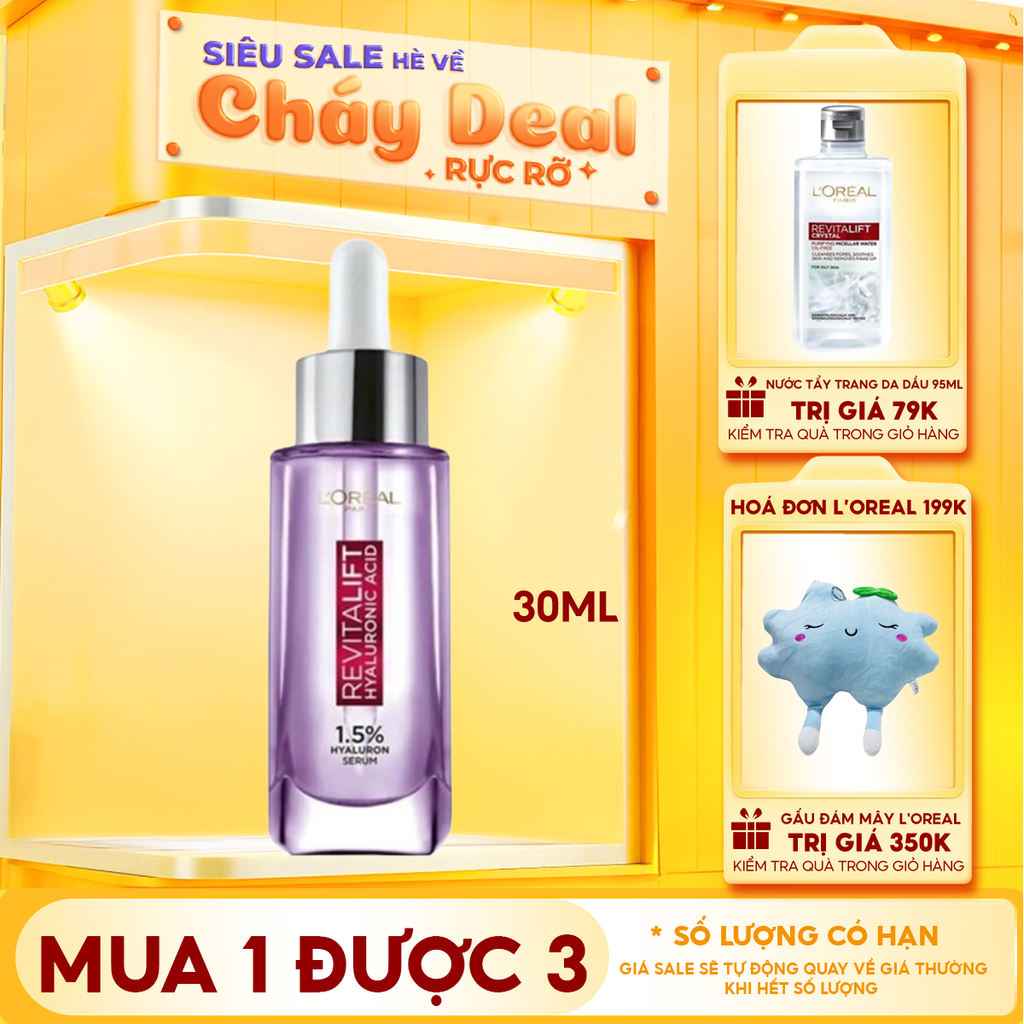 Serum L'Oreal Cấp Ẩm, Cải Thiện Nếp Nhăn Revitalift 1.5% Hyaluronic Acid Serum