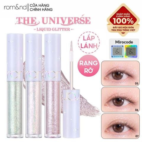 Gel Nhũ Mắt Romand Lấp Lánh, Bền Màu, Lâu Trôi The Universe Liquid Glitter 2g